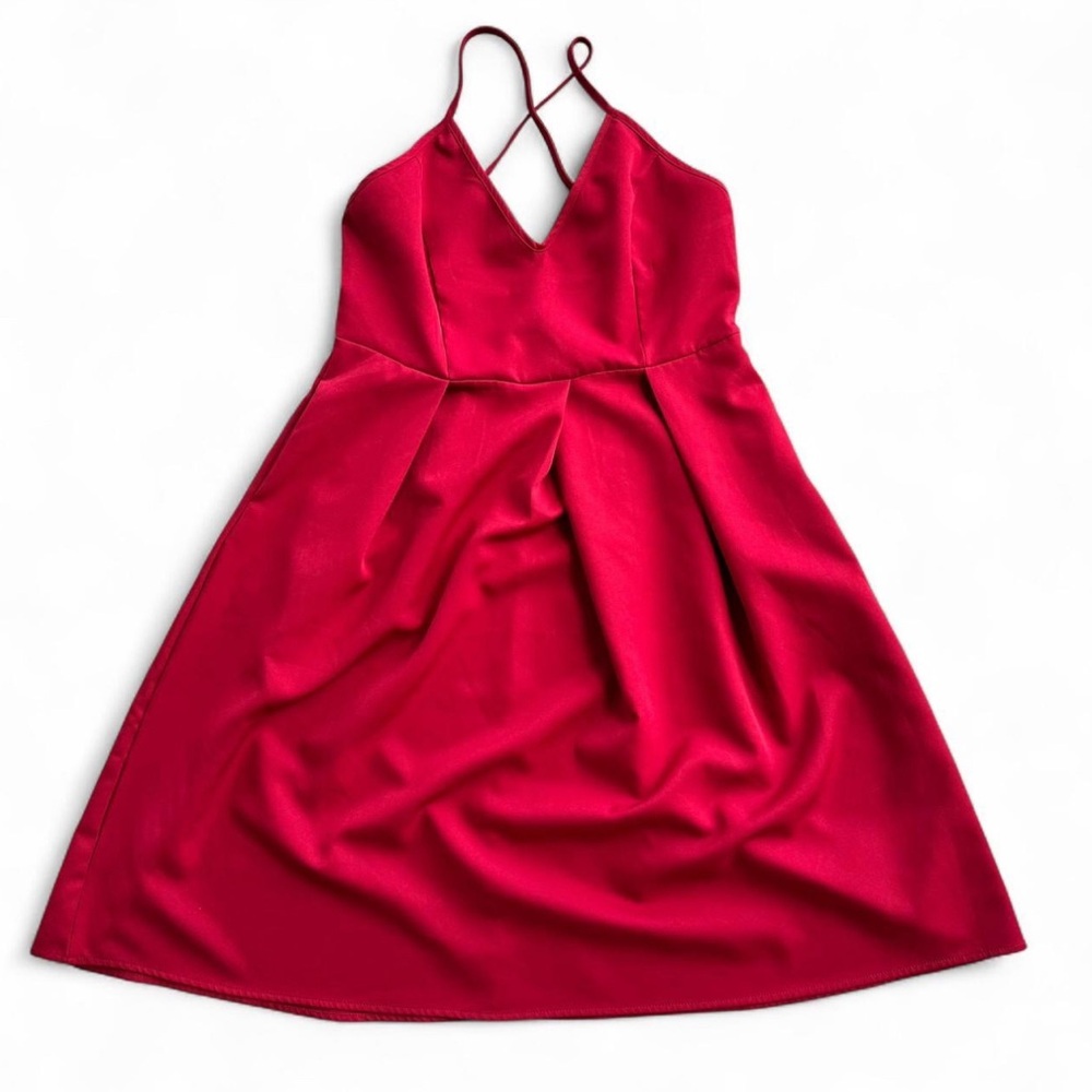 Elia-Cher Red Pleated Halter Dress NWT
